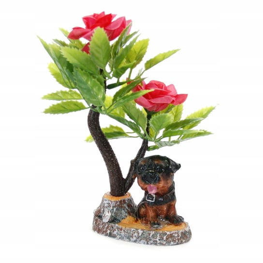 Sztuczny Kwiat Drzewko + Figurka Psa 16cm Midex