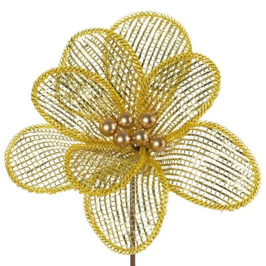 Sztuczny kwiat EUROFIRANY z błyskiem 28 cm, złoty, 12 szt. Eurofirany