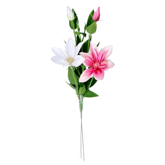 Sztuczny kwiat klemantis biały różowy na gałązce ABC