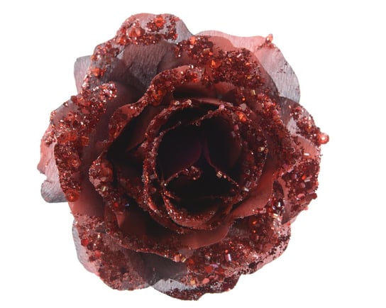 Sztuczny Kwiat Na Klips Róża Czerwona Brokat 14Cm ABC