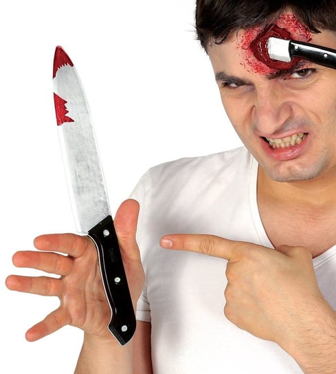 Sztuczny nóż mordercy zabrudzony krwią Halloween Inna marka
