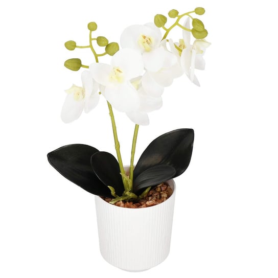 Sztuczny storczyk orchidea 33,5 cm dekoracyjna roślina doniczkowa biała Springos