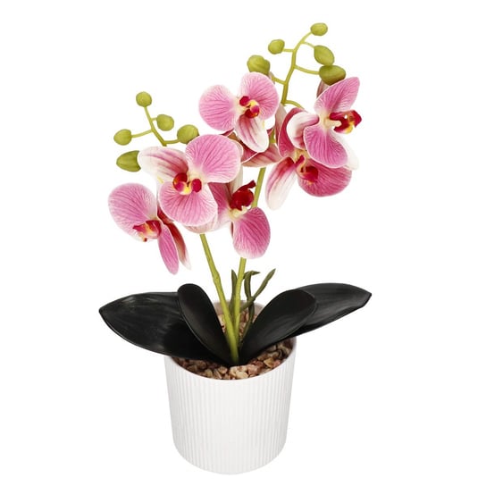 Sztuczny storczyk orchidea 33,5 cm dekoracyjna roślina doniczkowa różowa Springos
