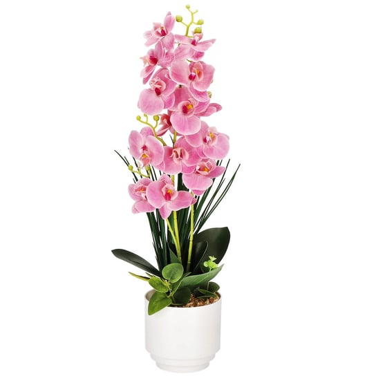 Sztuczny storczyk orchidea w doniczce 56 cm dekoracyjna roślina doniczkowa różowa Springos