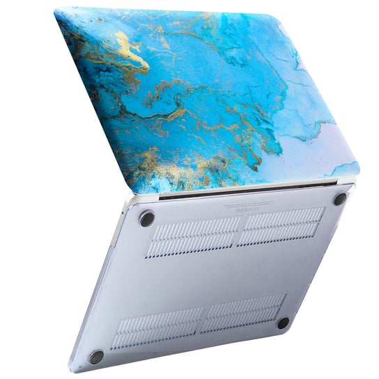 Sztywny futeral ochronny na cale cialo, wzór marmuru — niebieski str. Apple MacBook Pro 13'' Avizar