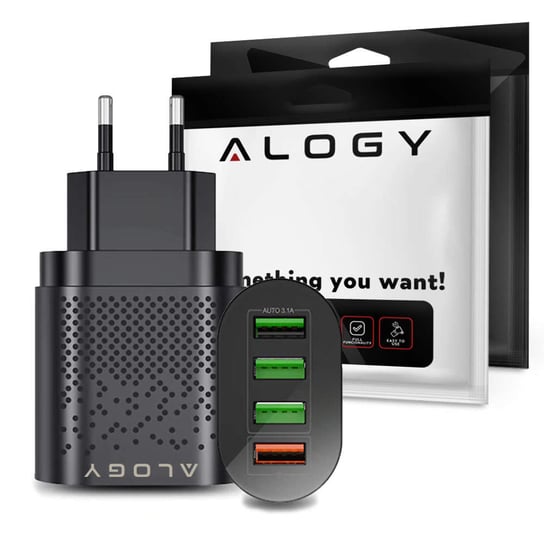 Szybka ładowarka sieciowa Alogy 4x USB Quick Charge 3.0 2.4A Czarna Alogy