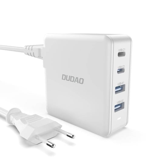 Szybka ładowarka sieciowa GaN 100W 2 x USB-C / 2 x USB Dudao A100EU - biała Dudao