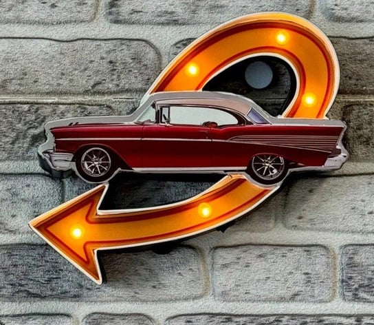 SZYLD Chevy Pfeil LED Oświetlona – Dekoracja w Stylu Vintage, USA, PREZENT, ŚWIĘTA Inna marka