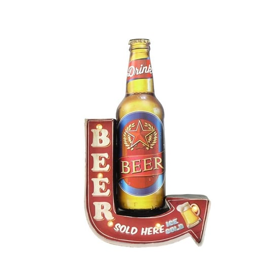 Szyld podświetlany 3d tabliczka led retro ozdobna BEER 1 RustykalneUchwyty