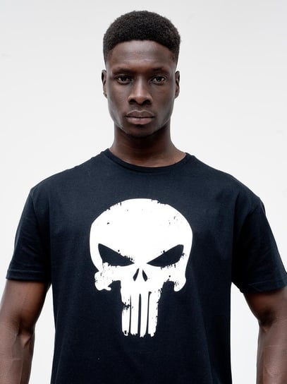 T-SHIRT 100% BAWEŁNA Koszulka Z Krótkim Rękawem Męska Czarna Marvel Comics PUNISHER Crushed Logo 4XL Marvel