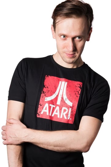 T-shirt, Atari, czarne logo, S Cenega