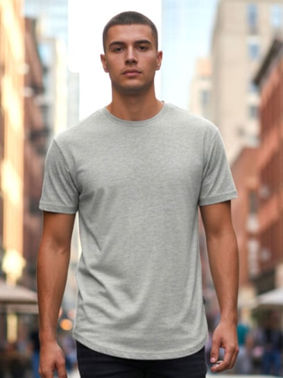 T-shirt BASIC popielaty L SZACHOWNICA