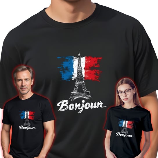 T-SHIRT BAWEŁNA koszulka męska z nadrukiem Bonjour France XL + KUBEK W PREZENCIE UNIQ66