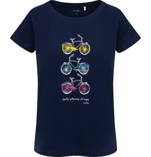 T-shirt Bluzka Damski damska bawełniana z Rowerami L 40 Granatowa  Endo Endo