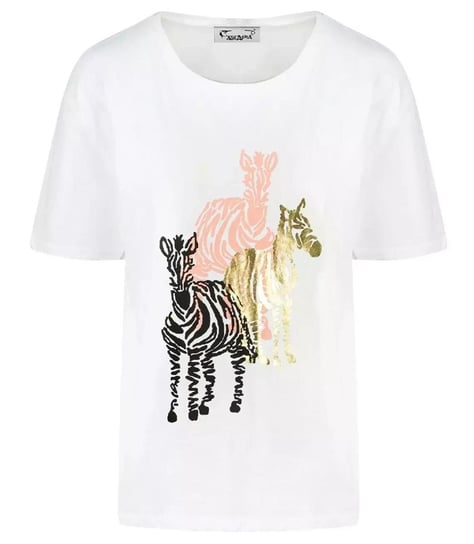 T-shirt bluzka koszulka nadruk zebra złoto-S/M Agrafka