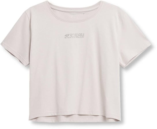 T-shirt crop top damski 4F SS23TTSHF333 - beżowy XL 4F