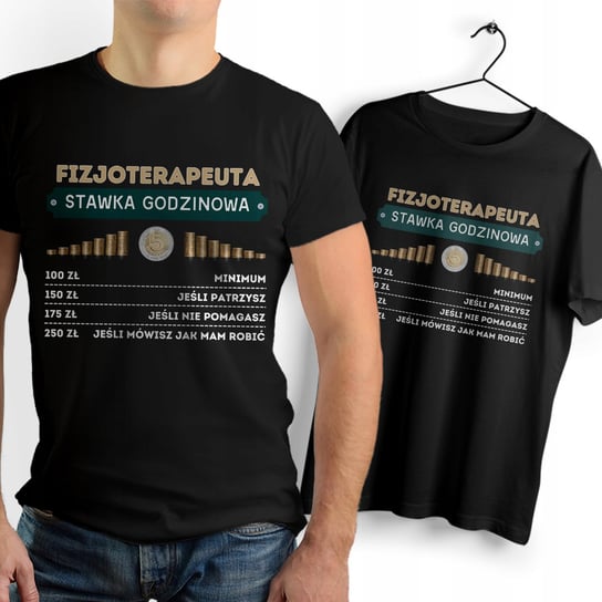 T-Shirt czarny Dla Fizjoterapeuty Na Prezent z Dowolnym Nadrukiem Zdjęciem Inna marka