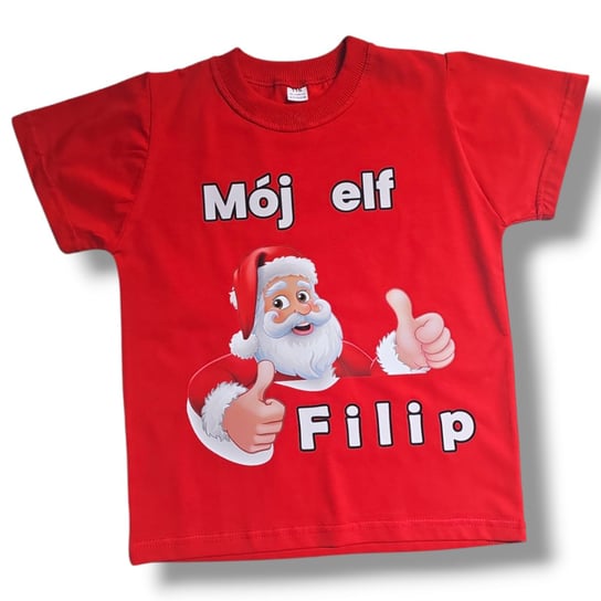 T-shirt czerwony "Mój Elf" z imieniem dziecka 128 Inna marka