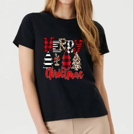 T-Shirt Damski 3D Koszulka Świąteczna, Merry Christmas Xl Inny producent