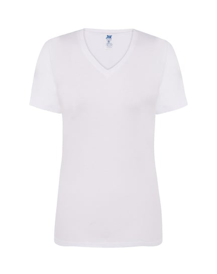 T-shirt Damski biały dekolt w serek roz. S REIS