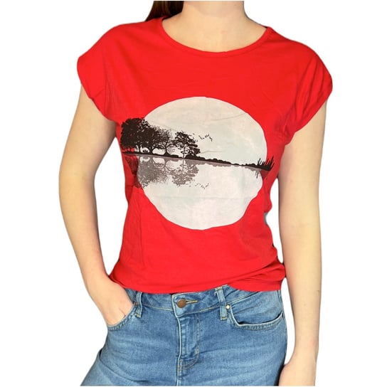 T-shirt damski czerwony widnokrąg koło S ENEMI