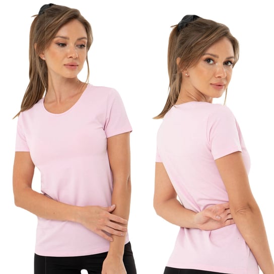 T-shirt Damski Klasyczny Różowy M Basic