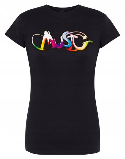 T-Shirt damski kolorowy napis MUSIC r. L Inna marka