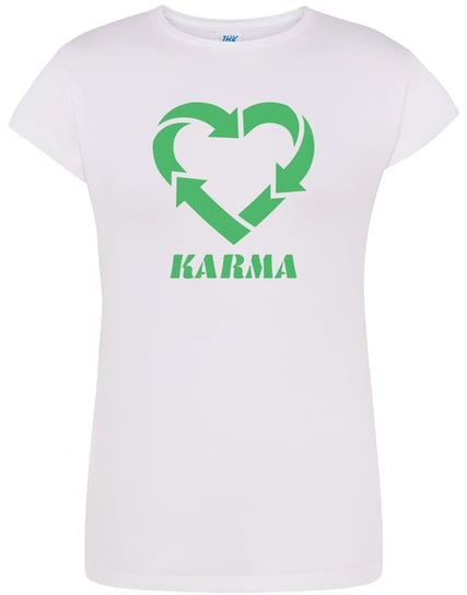 T-SHIRT DAMSKI NA PREZENT KARMA BUDDYZM ŚMIESZNA KOSZULKA BIAŁA R-M A108 DonWitold