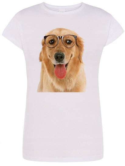 T-Shirt damski nadruk Golden Retriever Pies Słodki w Okularach S Inna marka