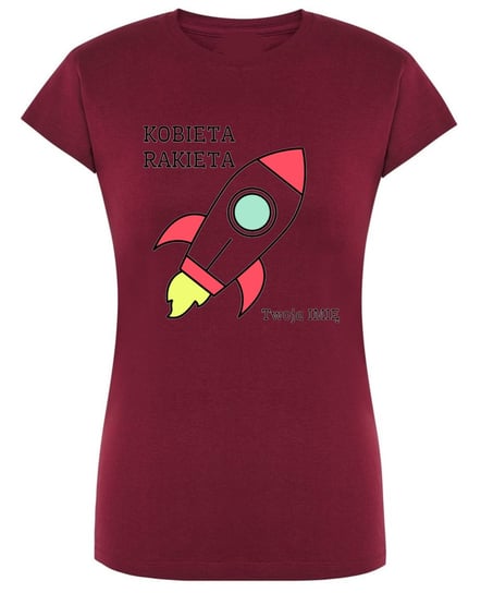 T-Shirt damski nadruk Kobieta Rakieta + Imię L Inna marka