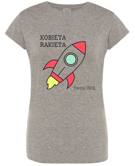 T-Shirt damski nadruk Kobieta Rakieta + Imię L Inna marka