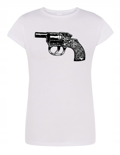 T-Shirt damski nadruk REWOLWER PISTOLET r.L Inna marka