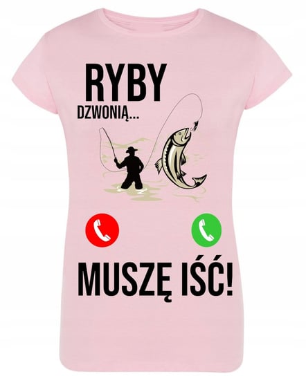 T-Shirt damski nadruk Ryby dzwonią muszę iść L Inna marka