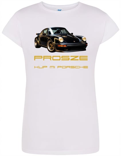 T-SHIRT DAMSKI PREZENT PORSCHE 911 DLA FANA KOSZULKA DAMSKA BIAŁA R-L  MODEL  A476 DonWitold