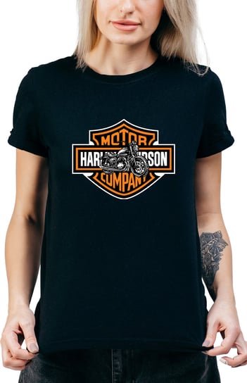 T-SHIRT DAMSKI Z NADRUKIEM MOTO Y2K PREZENT HARLEY MOTOR R-M  MODEL  A167 DonWitold