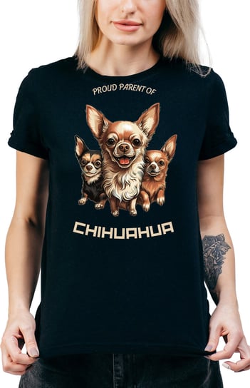 T-SHIRT DAMSKI Z NADRUKIEM PREZENT ŚMIESZNA CHIHUAHUA PSY R-M  MODEL  A312 DonWitold