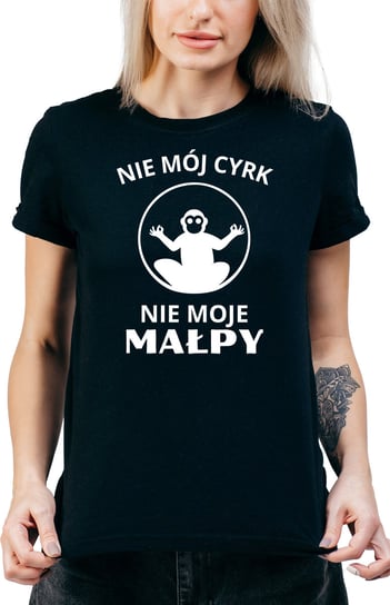 T-SHIRT DAMSKI Z NADRUKIEM PREZENT ŚMIESZNA CYRK KOSZULKA CZARNA  MODEL  A402 DonWitold