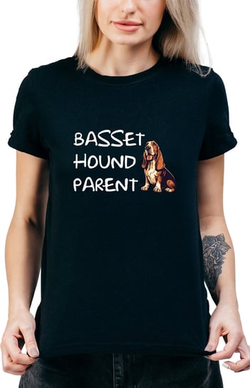 T-SHIRT DAMSKI Z PSEM Z NADRUKIEM BASSET HOUND PIES PREZENT R-S  MODEL  A149 DonWitold