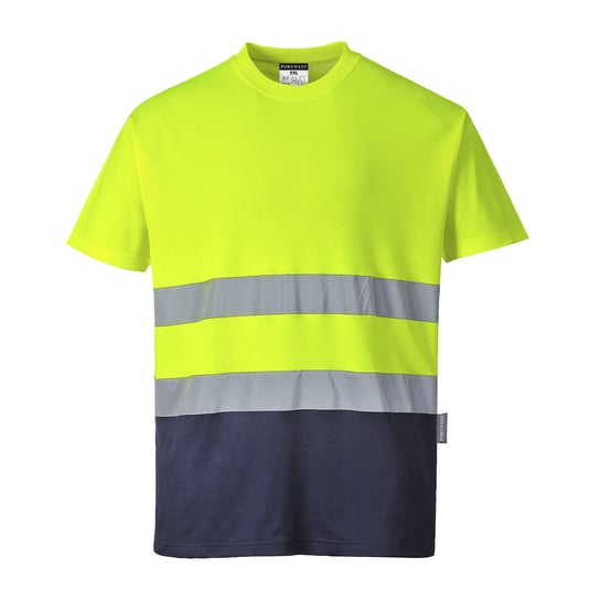 T-shirt dwukolorowy ostrzegawczy Żółty Granat M Portwest