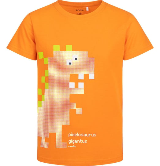 T-shirt dziecięcy chłopięcy Bawełna pomarańczowy 128 z Dinozaurem  Endo Endo