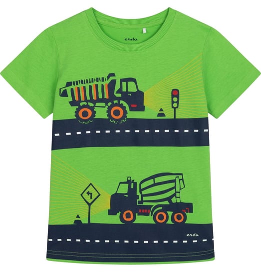 T-shirt dziecięcy chłopięcy Bawełna zielony 104 pojazdy budowlane Endo Endo