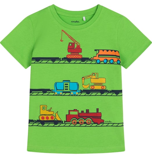 T-shirt dziecięcy chłopięcy Bawełna zielony 116 maszyny budowlane  Endo Endo