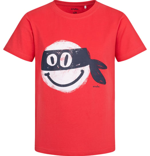 T-shirt dziecięcy chłopięcy bawełniany czerwony 116 z buźką Ninja Endo Endo