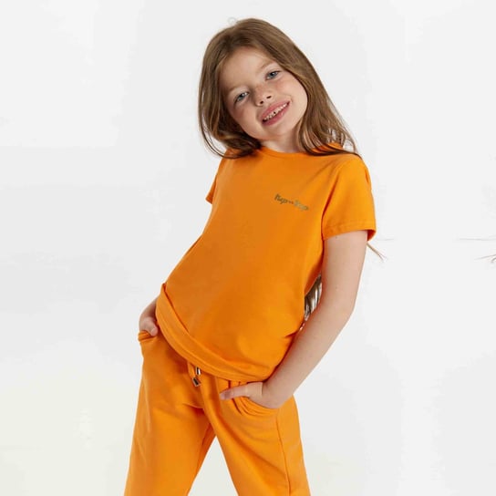 T-shirt dziewczęcy, pomarańczowy, Tup Tup Tup Tup