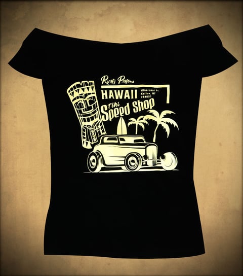 T-shirt Hawaii czarny/beżowy  S Rusty Pistons