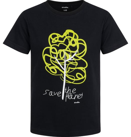 T-Shirt Koszulka Chłopięca Dziecięca 104 Save Planet Czarna Bawełna Endo Endo