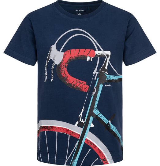 T-Shirt Koszulka Chłopięca Dziecięca 134 Rowerowa Ciemna Bawełna Endo Endo