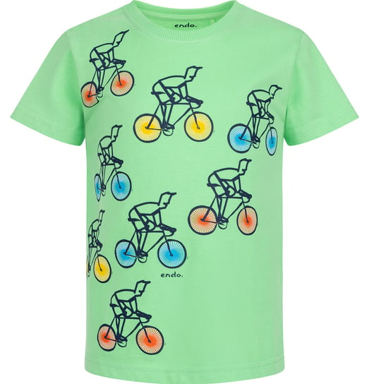 T-shirt Koszulka chłopięca dziecięca bawełna  116  z Rowerami Zielona Endo Endo
