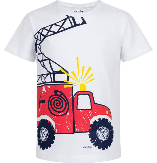 T-shirt Koszulka chłopięca dziecięca bawełniana Mały Strażak Biały 110 Endo