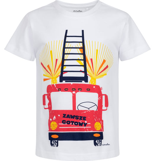 T-shirt Koszulka chłopięca dziecięca bawełniana z Wozem Strażackim 110 cm Endo